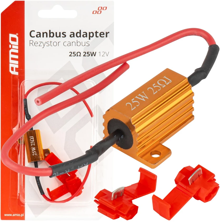 Canbus rezistorius LED lemputėms 25ohm 25w amio-04093