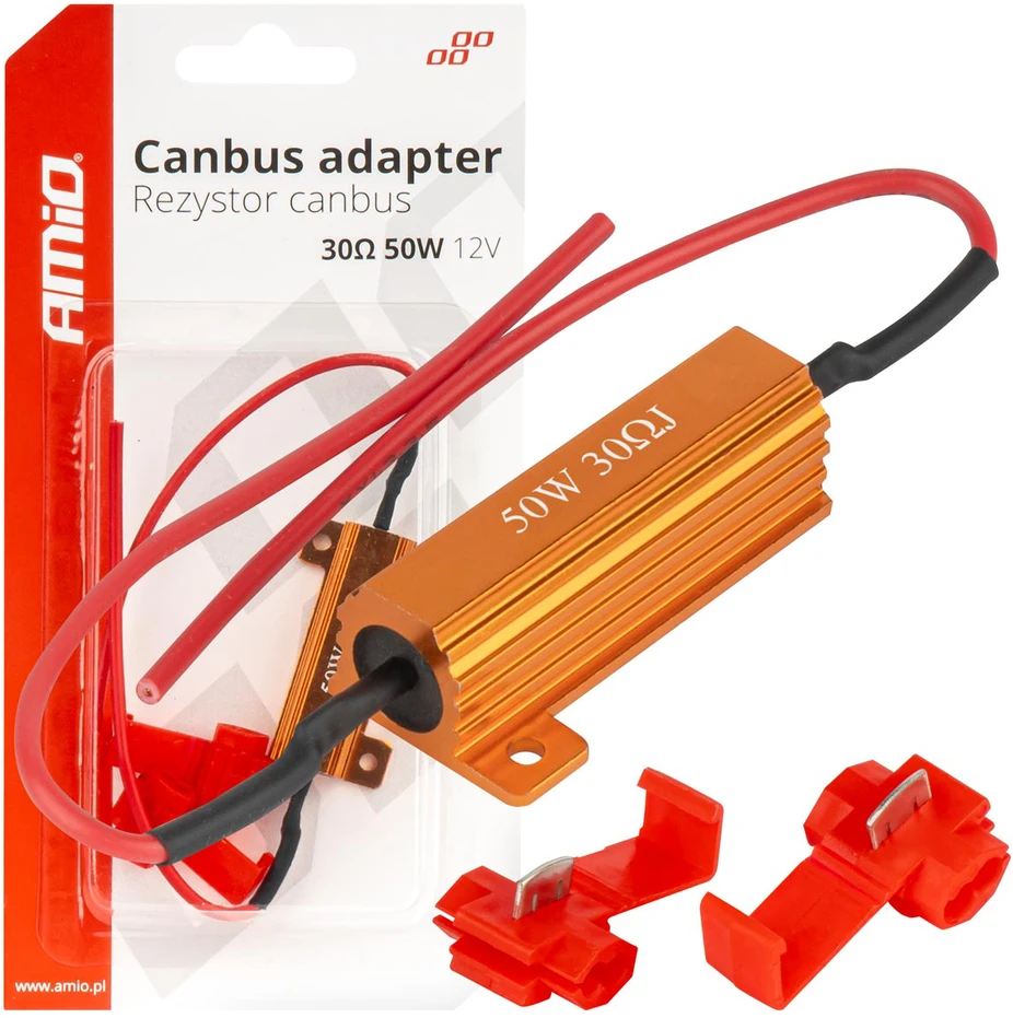 „Canbus“ rezistorius LED lemputėms, 30 omų, 50 W, amio-04097