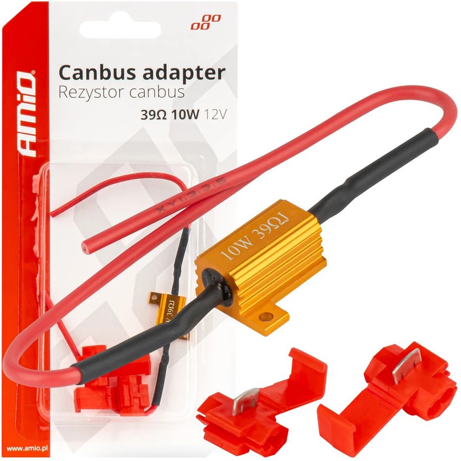 Canbus rezistorius LED lemputėms 39ohm 10w amio-04091