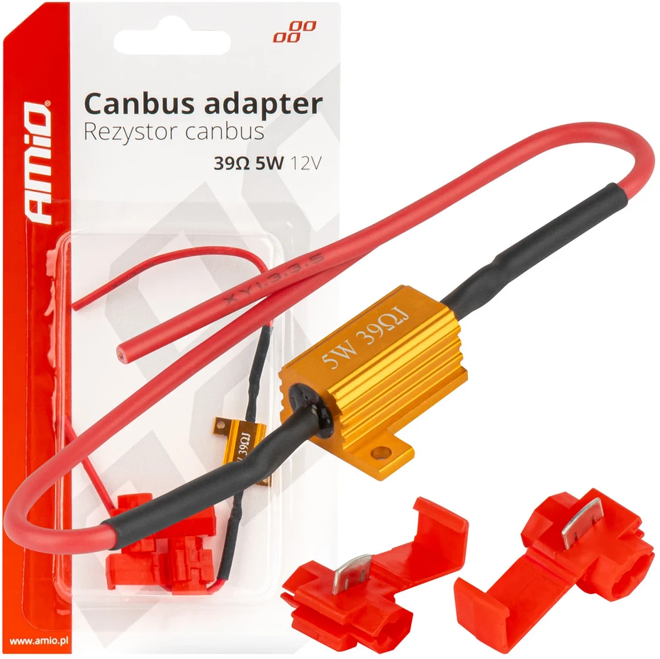 Canbus rezistorius LED lemputėms 39ohm 5w amio-04090
