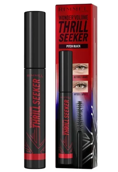 Rimmel Wonder'Volume Thrill Seeker blakstienų tušas, 004 Pitch juodas