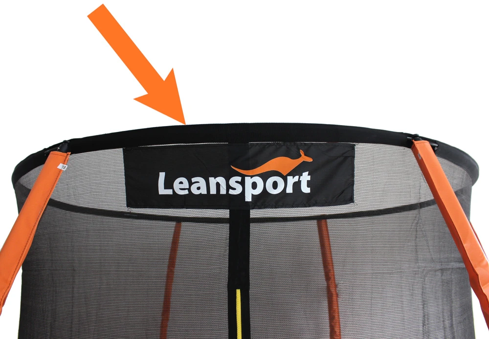Batuto apsauginio tinklo viršutinis žiedas su Leansport logotipu