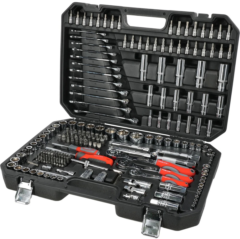 Zestaw Rinkinys 216 galvučių rinkinys, CRV, S2, 1/2", 3/8", 1/4", BMC, Proline