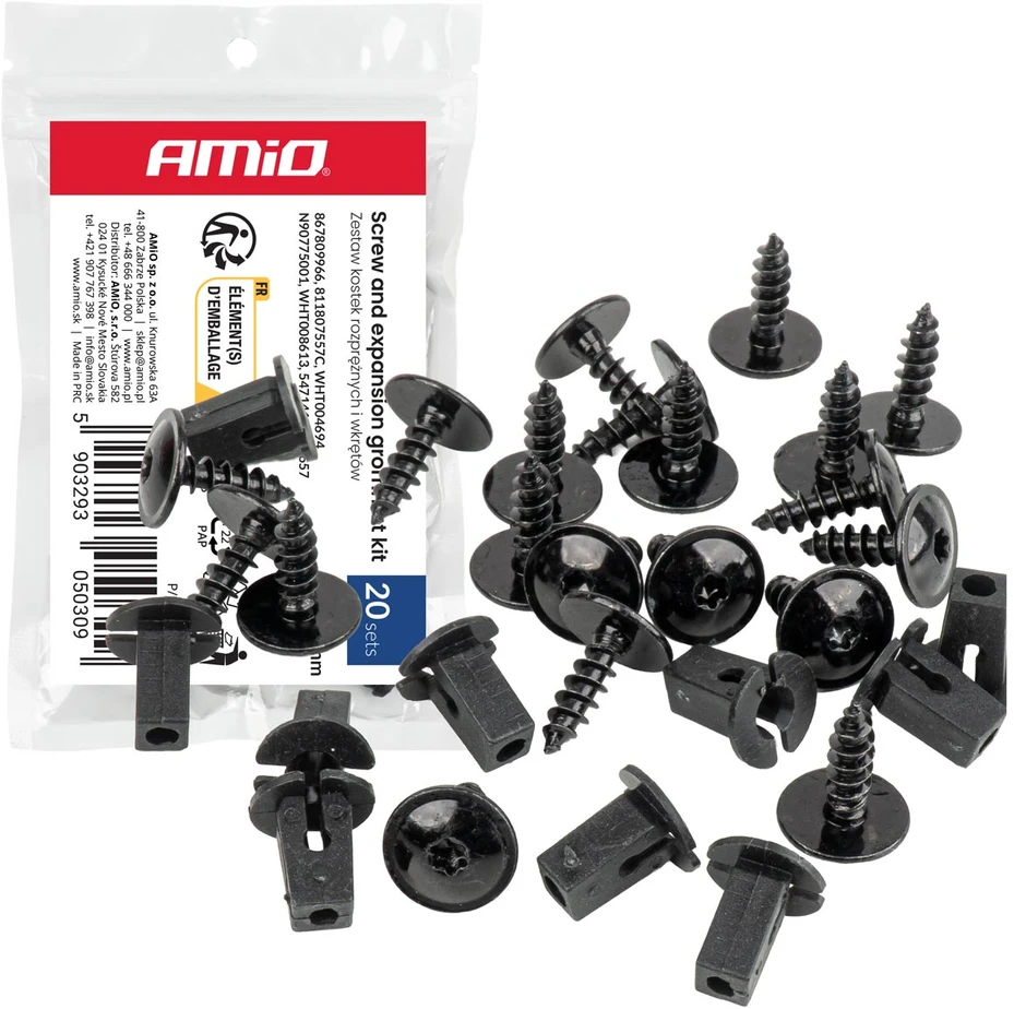 Rinkinys kostek rozprężnych i wkrętów ? 12/4 mm 20szt. amio-05030