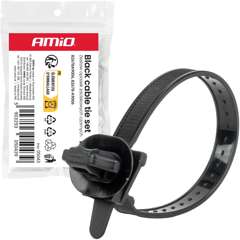 Rinkinys opasek zaciskowych czarnych 10vnt. amio-05043