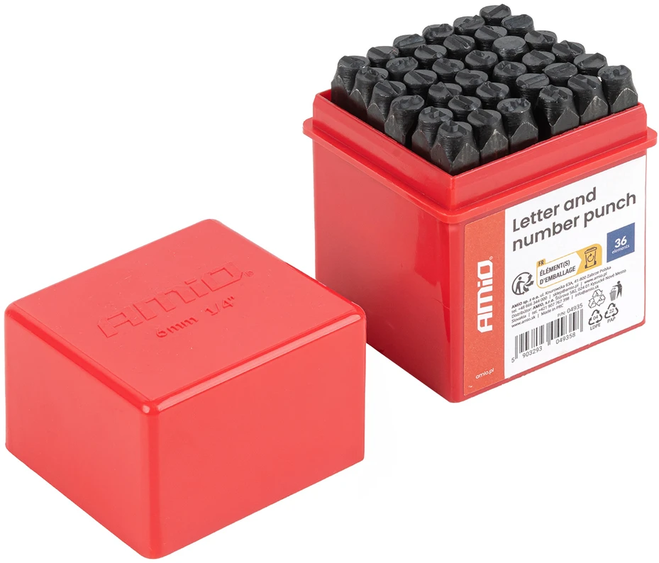 Raidžių ir skaičių žymeklių rinkinys, 6 mm, 36 vnt., AMIO-04935
