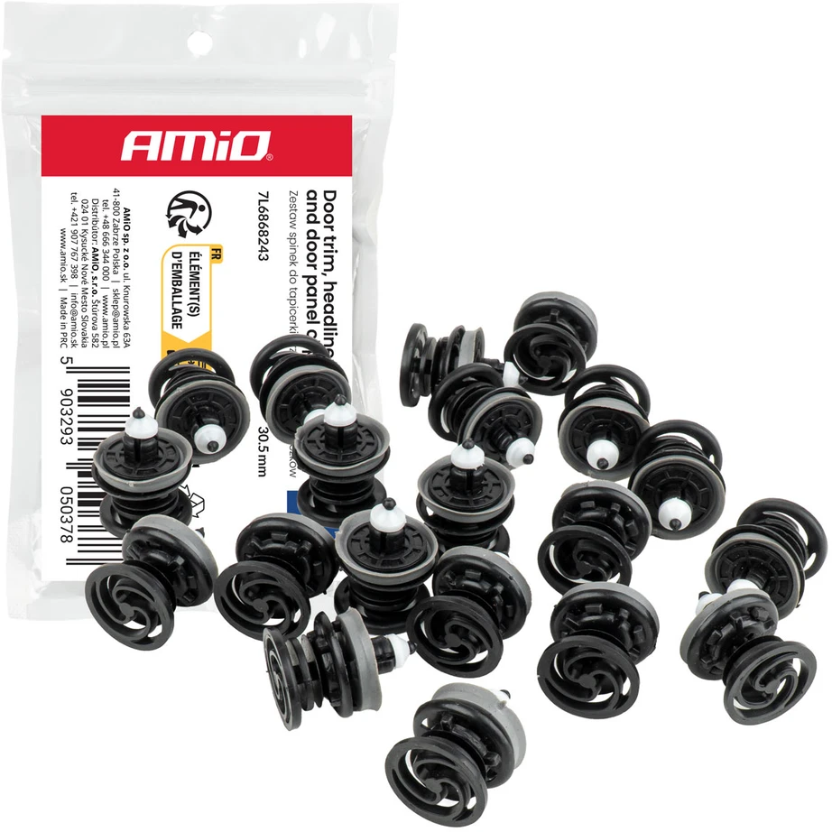 Rinkinys spinek do tapicerki drzwi, podsufitki i boczków 30.5 mm 20szt. amio-05037