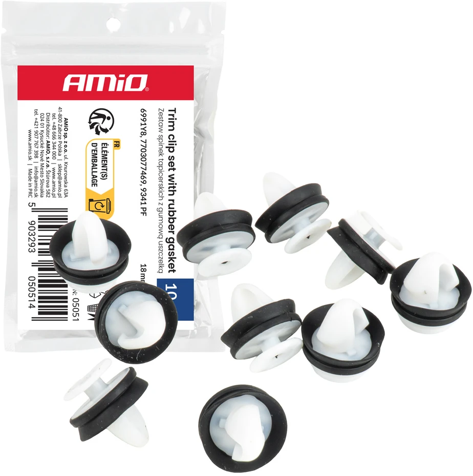 Rinkinys spinek do tapicerki su gumową uszczelką ? 11 mm 18 mm 10vnt. amio-05051
