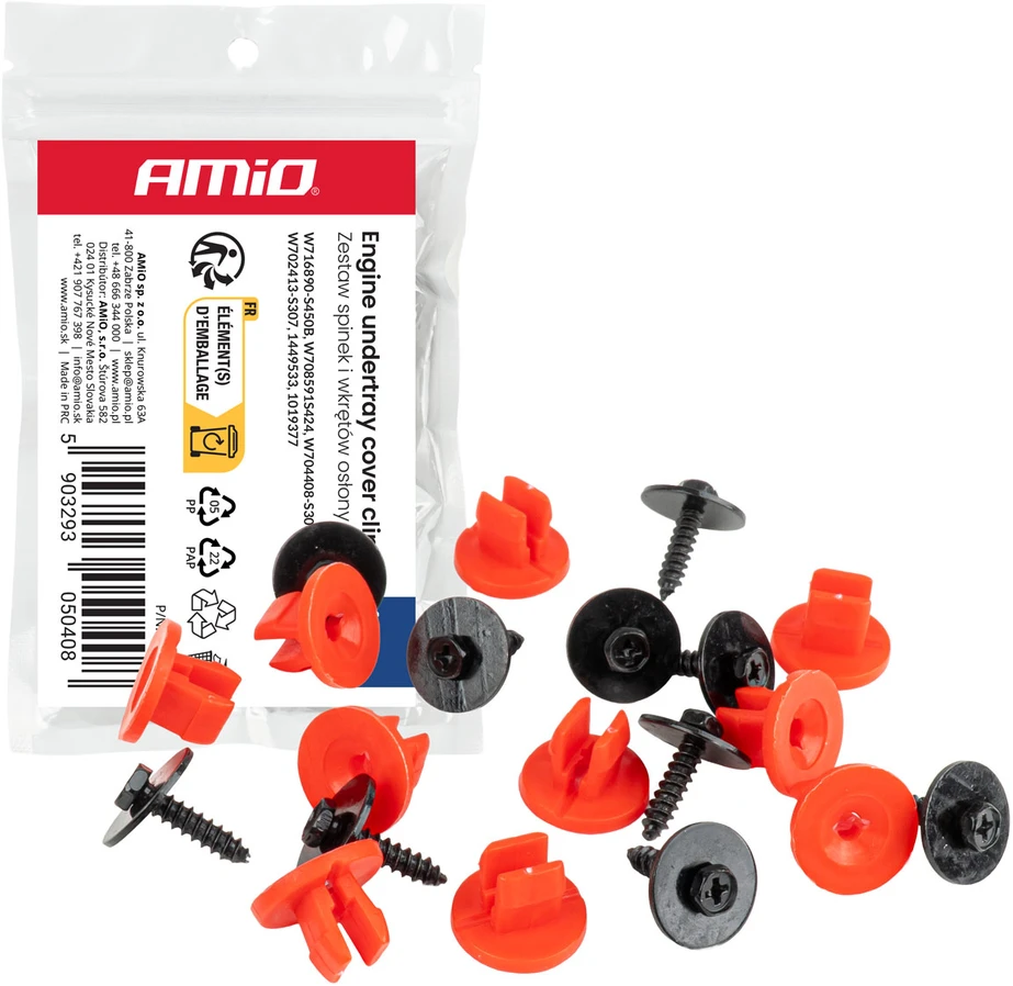 Rinkinys spinek i wkrętów osłony silnika 10kpl. amio-05040