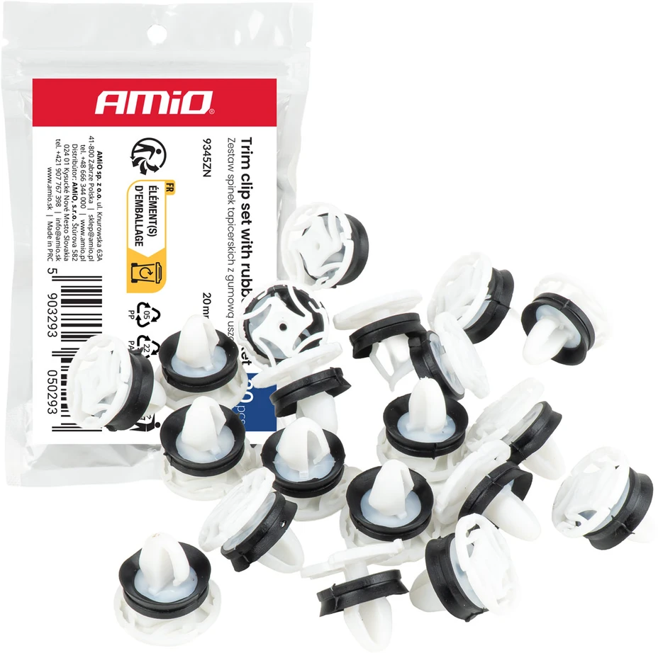 Rinkinys spinek tapicerskich su gumową uszczelką 20mm ? 9 mm 20szt. amio-05029