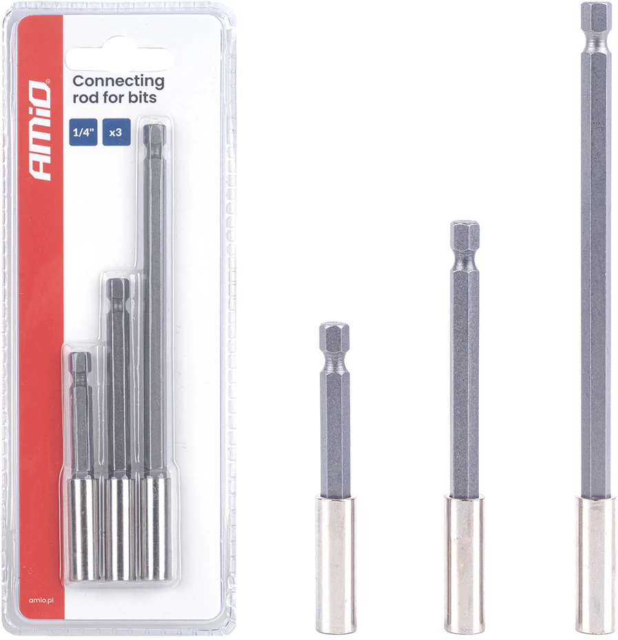 Antgalių laikiklių suktuvui rinkinys, 1/4", 3 vnt., AMIO-04934