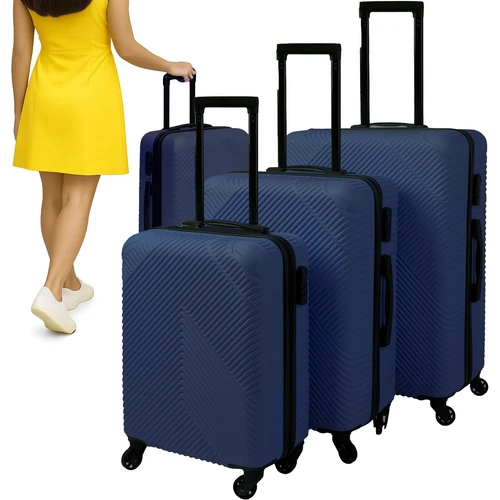 3 viename lagaminų rinkinys - tamsiai mėlynas mėlynas Trizand 26664