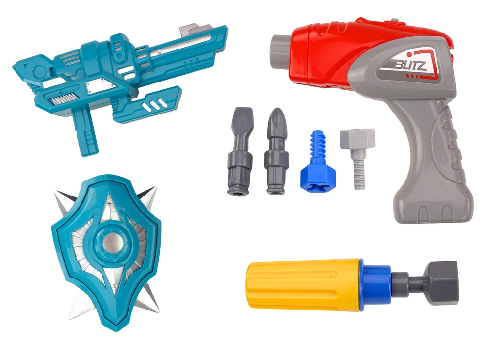 Lean Toys Raudonas robotas su gręžtuvu ir šviesomis