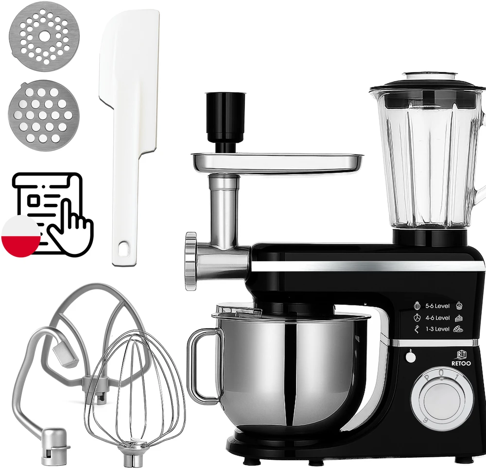 Virtuvinis kombainas Retoo Planetinis virtuvės kombainas CookMaster OR1104, 5in1, 3200W