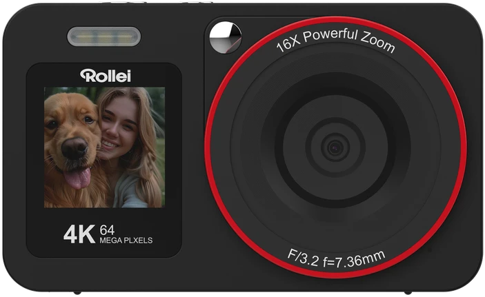 „Rollei“ – „Compactline“ dviejų ekranų skaitmeninė kamera – 64 MP – 4K