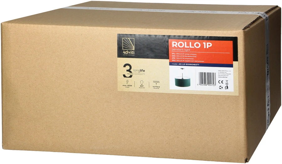 Orno ROLLO pakabinamas šviestuvas, buteliuko žalia
