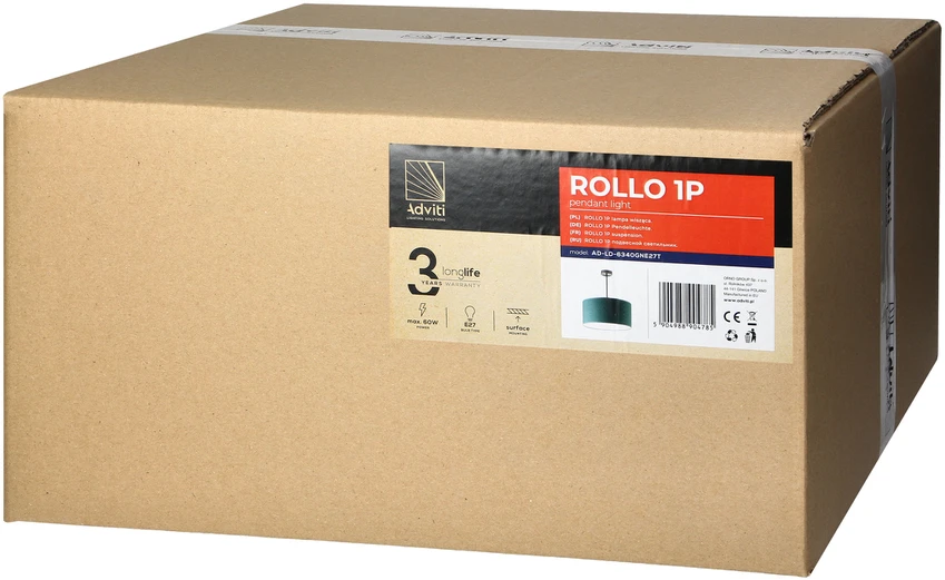 Orno ROLLO pakabinamas šviestuvas, maks. galia 1x15W, butelio žalios spalvos, trumpas
