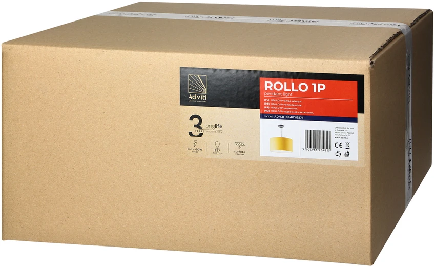 Orno ROLLO pakabinamas šviestuvas, maks. galia 1x15W, garstyčių spalvos, trumpas