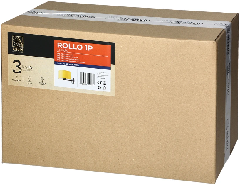 Orno ROLLO sieninis šviestuvas, maks. galia 1x15W, garstyčių spalvos