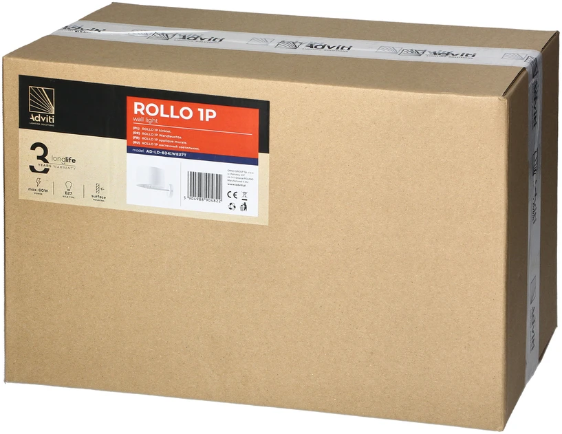 Orno ROLLO sieninis šviestuvas, maks. galia 1x15W, baltas