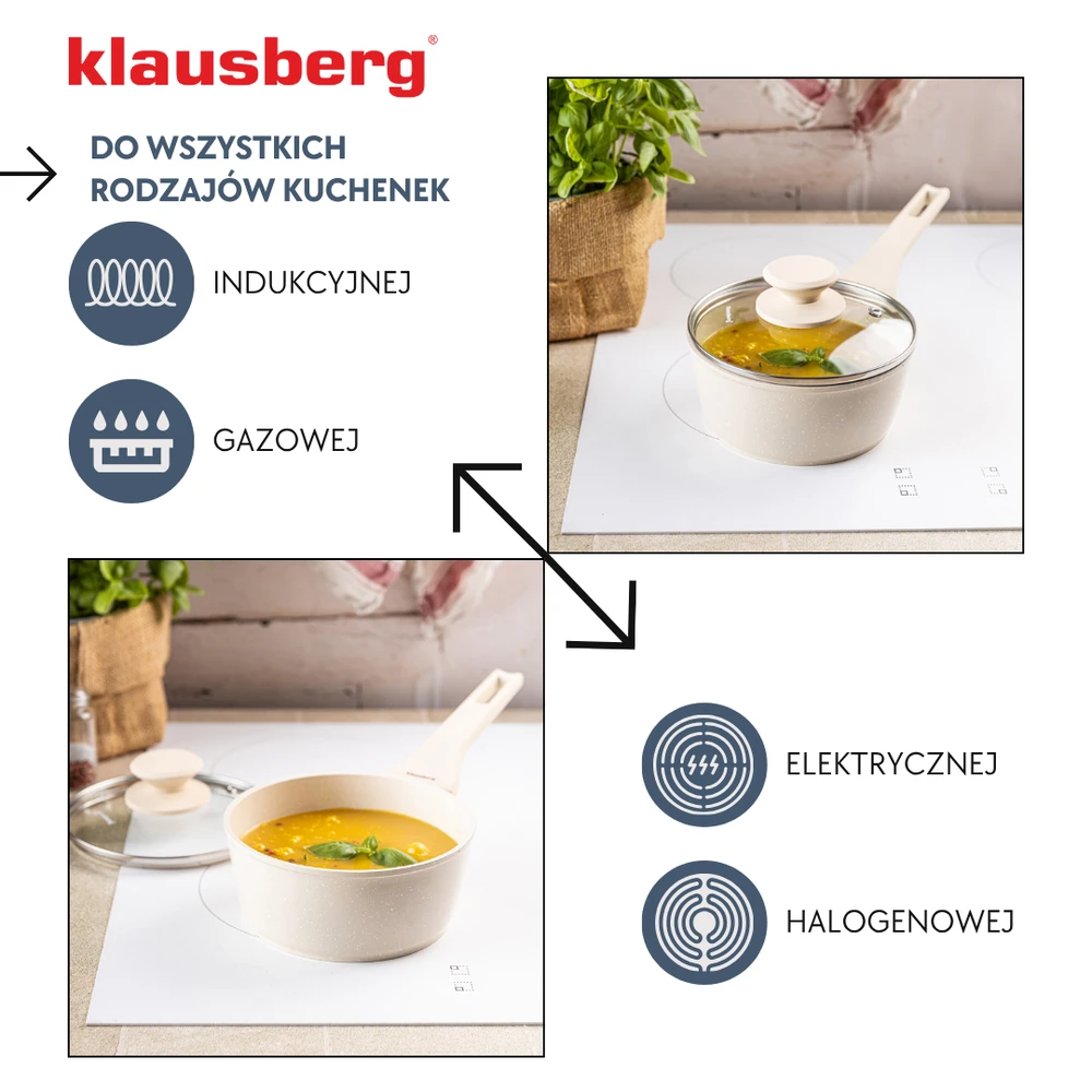 Kaistuvas 16 cm kreminės spalvos marmurinis puodas su dangčiu, Klausberg kb-7987