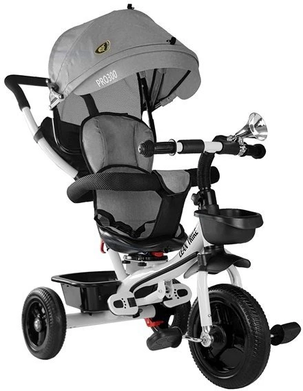 Lean Toys Vaikiškas triratukas PRO300 su stogeliu ir valdymo rankena