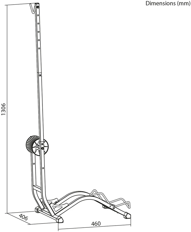 „Maclean“ grindų dviračių stovas, laisvai pastatomas, horizontalus/vertikalus, plieno, maks. apkrova 35 kg, MC-170