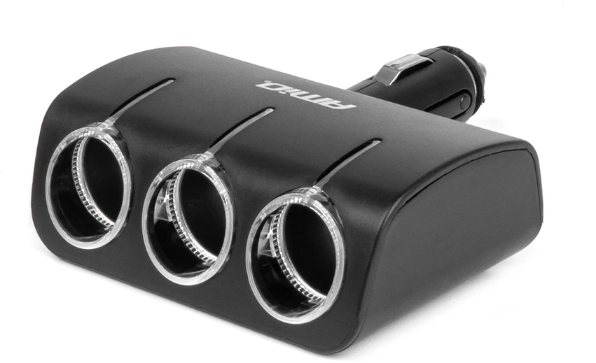 Trijų lizdų cigarečių uždegiklio prailgintojas 12/24V 120W 90° AMIO-04358