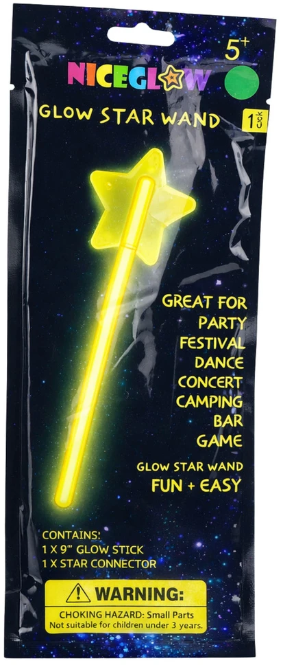 Lean Toys Różdżka Šviečiantis tamsoje fluorescencinis žvaigždės formos lazdelės formos pieštukas neoninis, 22 cm