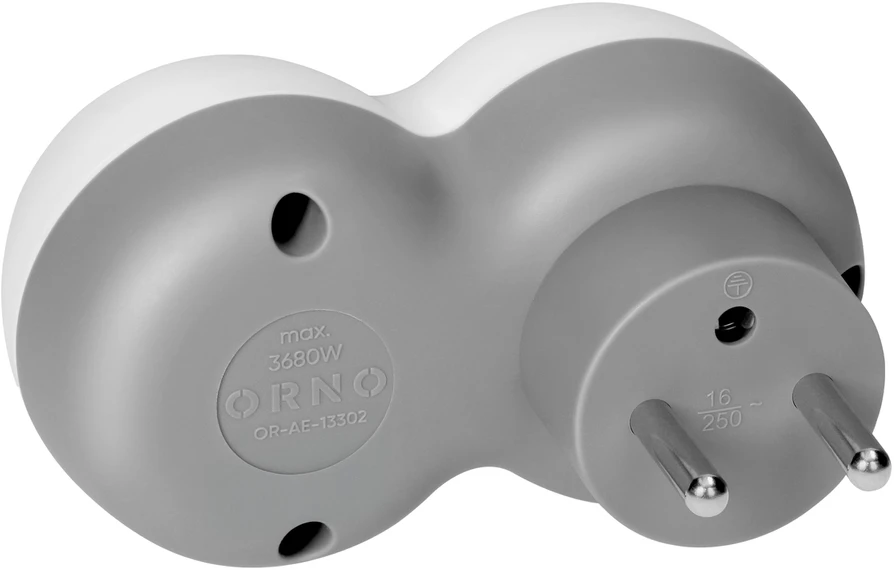 Orno Rozgałęźnik Skirstytuvas 2P+Z, USB-A+C, baltai pilkas
