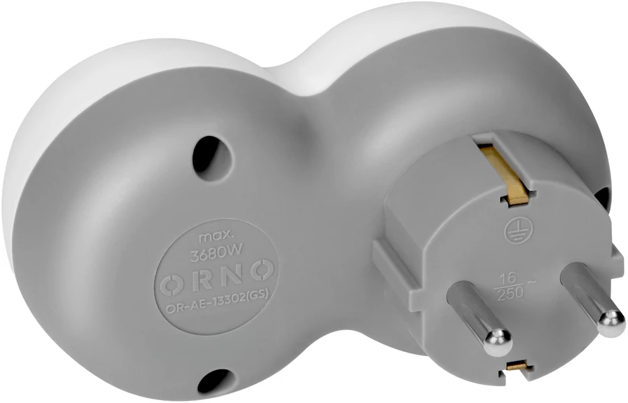 Orno Rozgałęźnik Skirstytuvas 2P+Z, USB-A+C, schuko, baltai pilkas