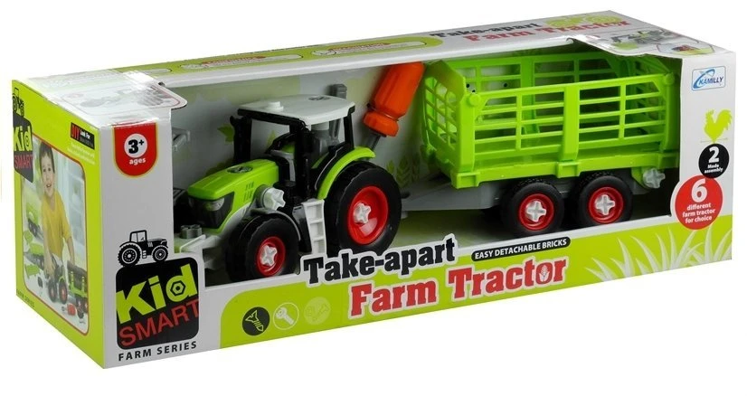 Lean Toys Traktorius su atvira priekaba 43 cm