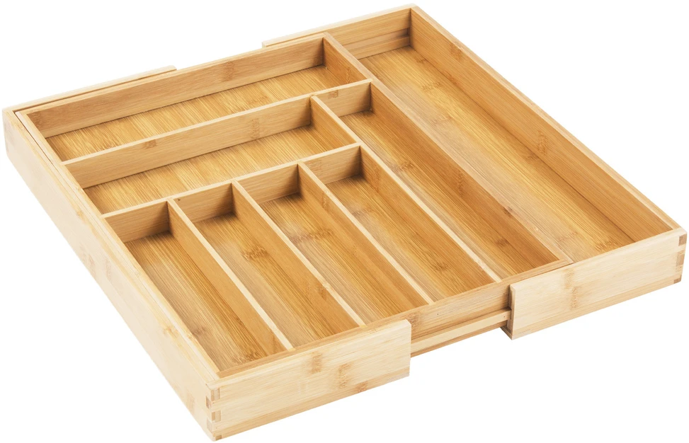 Rozsuwany „GreenBlue“ ištraukiamas bambukinis stalo įrankių organizatorius, 325–500 x 430 x 45 mm, GB379