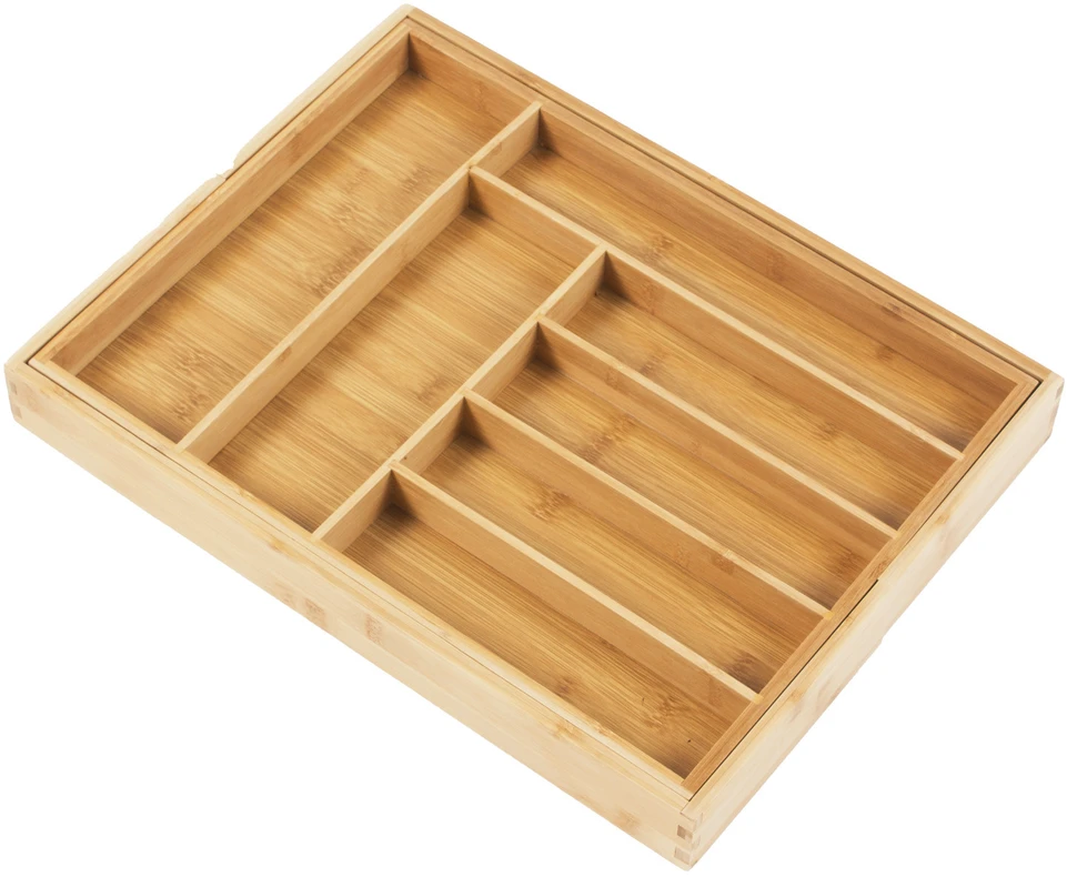 Rozsuwany „GreenBlue“ ištraukiamas bambukinis stalo įrankių organizatorius, 325–500 x 430 x 45 mm, GB379