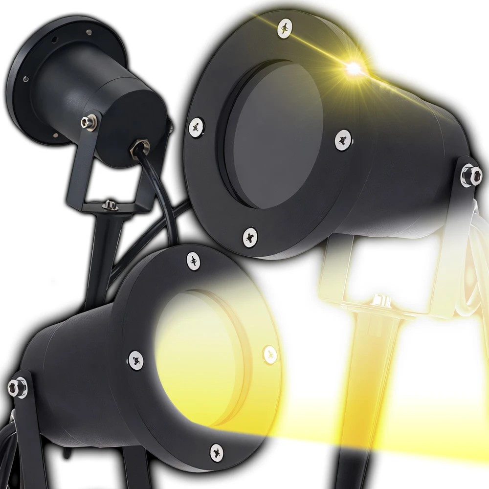 2x 2 x LED sodo šviestuvai, įleidžiami prožektoriai su laidu sodui, metaliniai, IP65