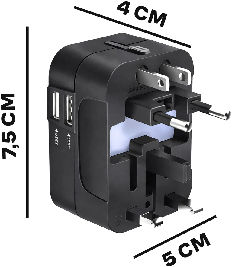 RTO Adapteris universalus przejściówka gniazda podróżna 240 v wielofunkcyjna usb er1047