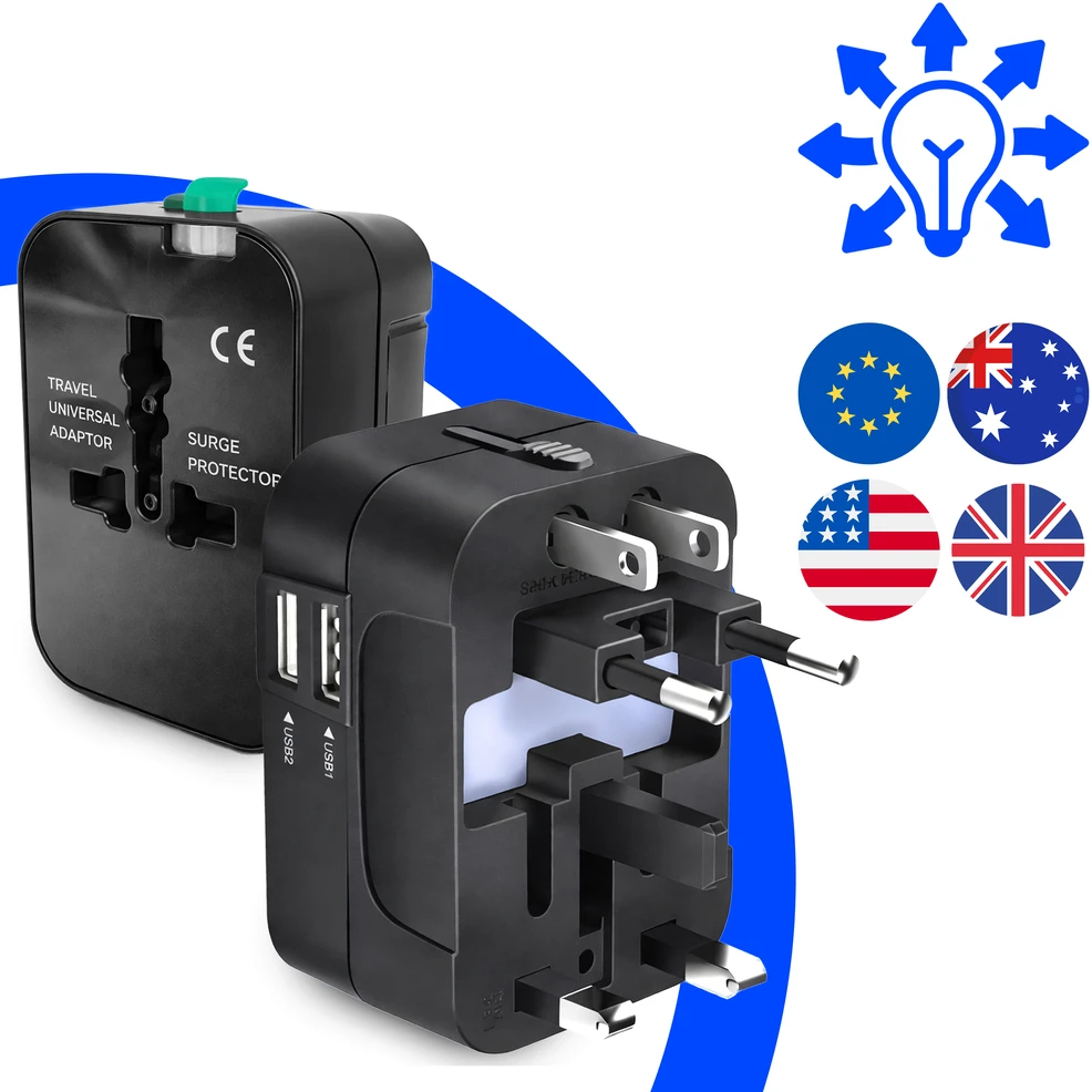 RTO Adapteris universalus przejściówka gniazda podróżna 240 v wielofunkcyjna usb er1047