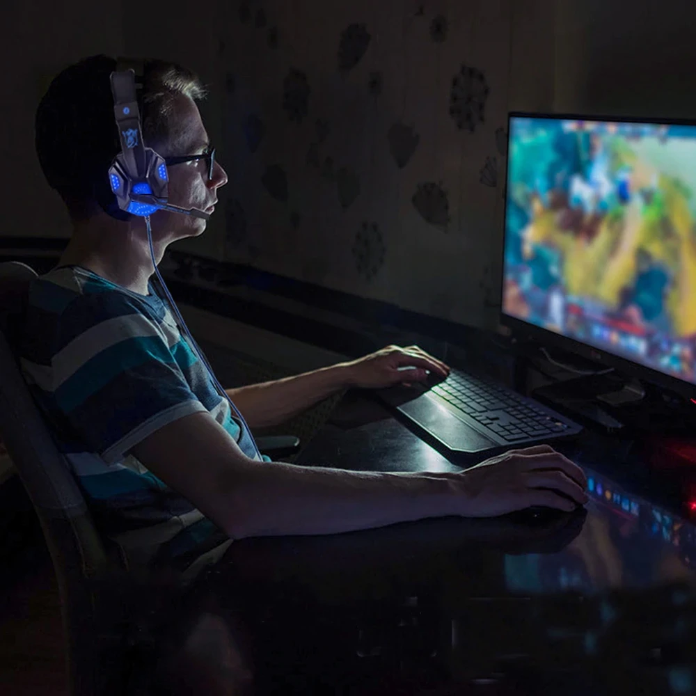 Retoo Ausinės Žaidimų ausinės, skirtos kompiuteriniams žaidimams, su USB ir LED mikrofonu
