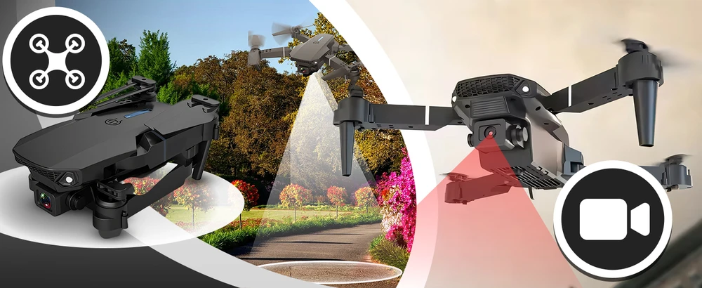 RTO Drone Pro 2 kameros, belaidis HD žaislinis skraidantis dronas, 100 m nuotolinio valdymo pultas, galingas nuotolinio valdymo pultas - ER1079