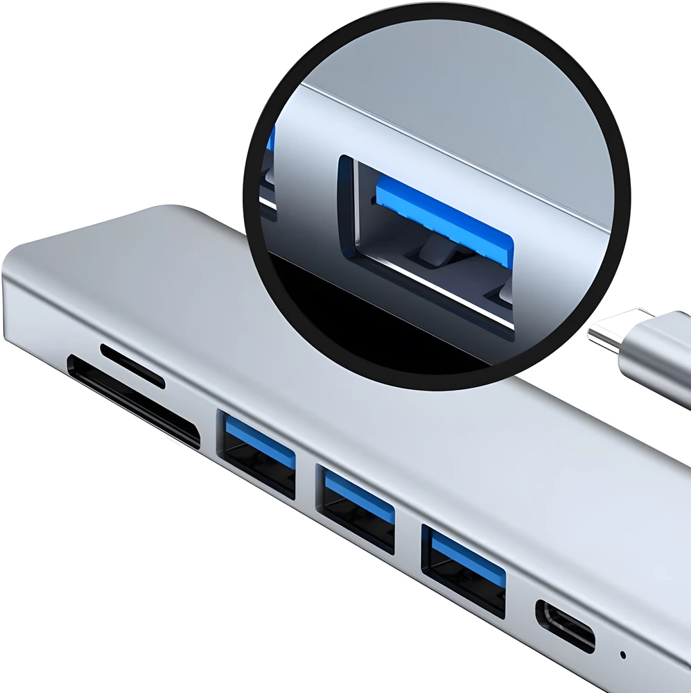 RTO Hub adapter rozdzielacz usb-c 7w1 hdmi usb c 3.0 kart sd micro 100w 4k