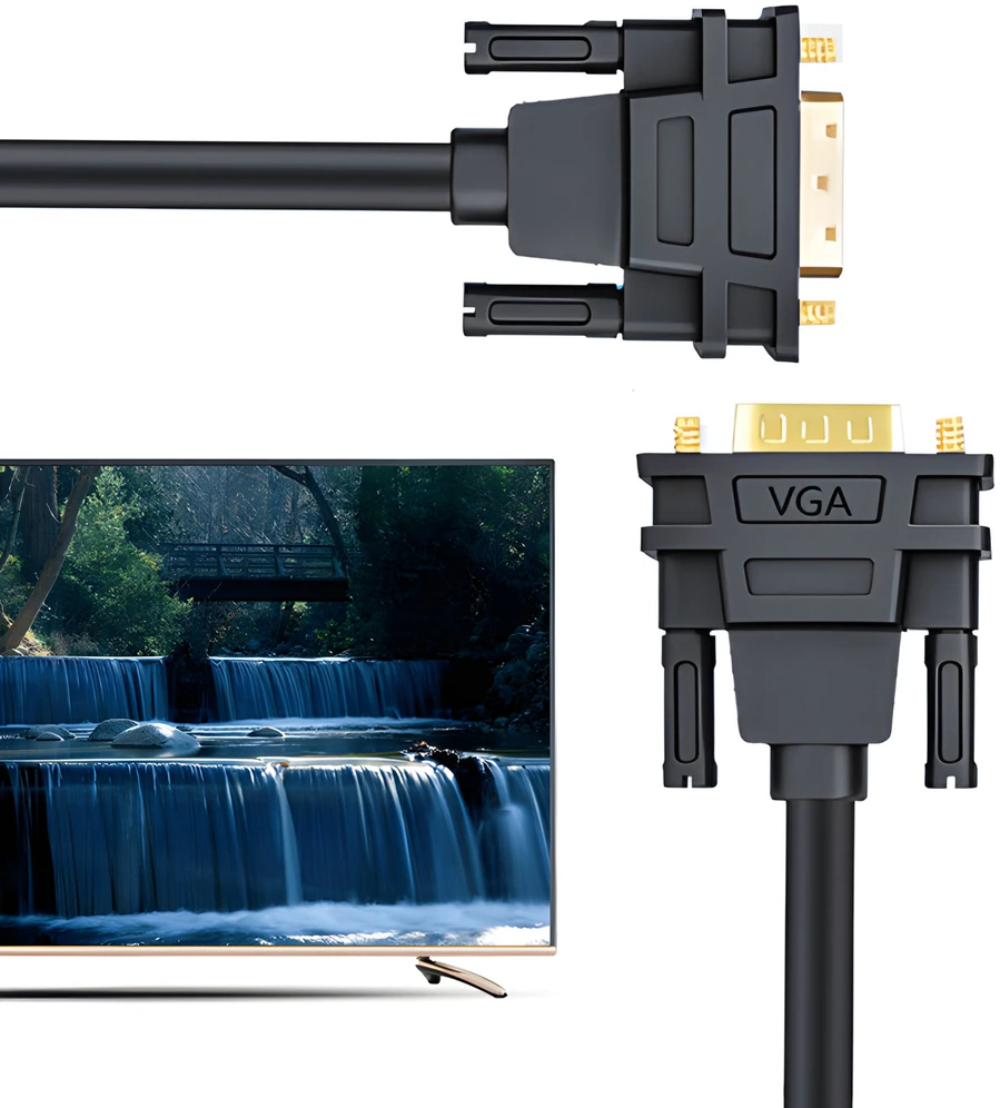 Retoo Dvi-I į VGA D-Sub DVI 24+5 dvigubos jungties kabelis 140 cm monitoriui