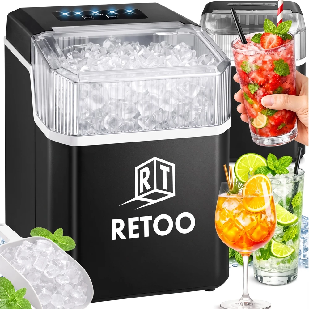 RTO Buitinė ledo gaminimo mašina didelė sidabrinė 150W aparatas ledo kubeliams gėrimams - OR1322