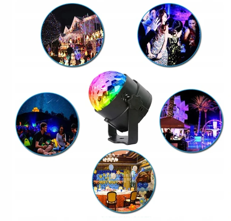 Kula Disko rutulinis disko projektorius RGB LED prožektorius vakarėlių lazeriui + nuotolinio valdymo pultas -E113