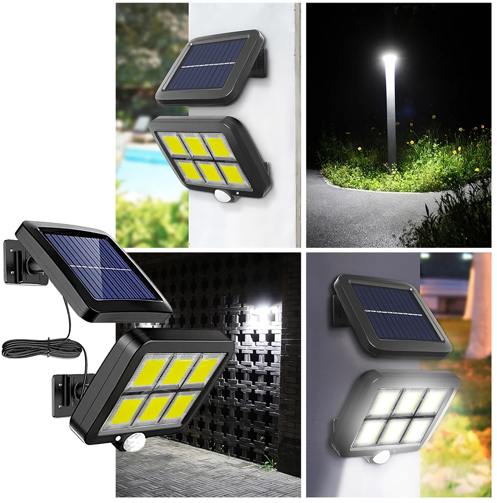 RTO Lampa solarna 120 LED sodo gatvės lempa su judesio jutikliu ir sutemos jutikliu IP67 -e865