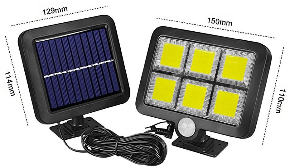 RTO Lampa solarna 120 LED sodo gatvės lempa su judesio jutikliu ir sutemos jutikliu IP67 -e865