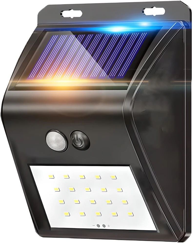 RTO LED saulės lempa su judesio ir prieblandos jutikliais, lauko, skirta sodui, 20 LED, IP65 - E006