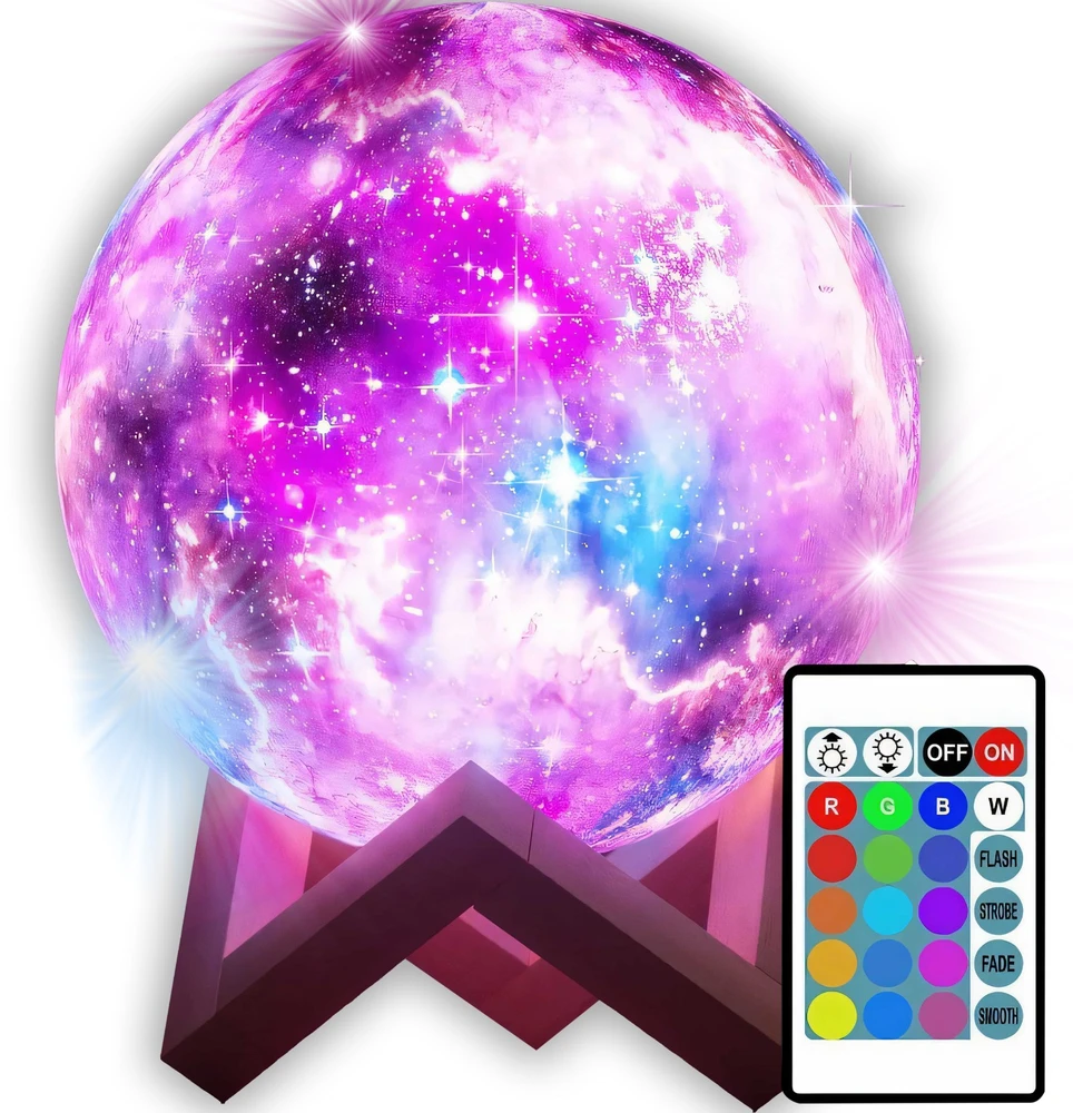 Lampka Naktinė lempa, mėnulio šviesa, šviečianti 3D mėnulio šviesa, RGB nuotolinio valdymo pultas, LED šviesa, mėnulio šviesa