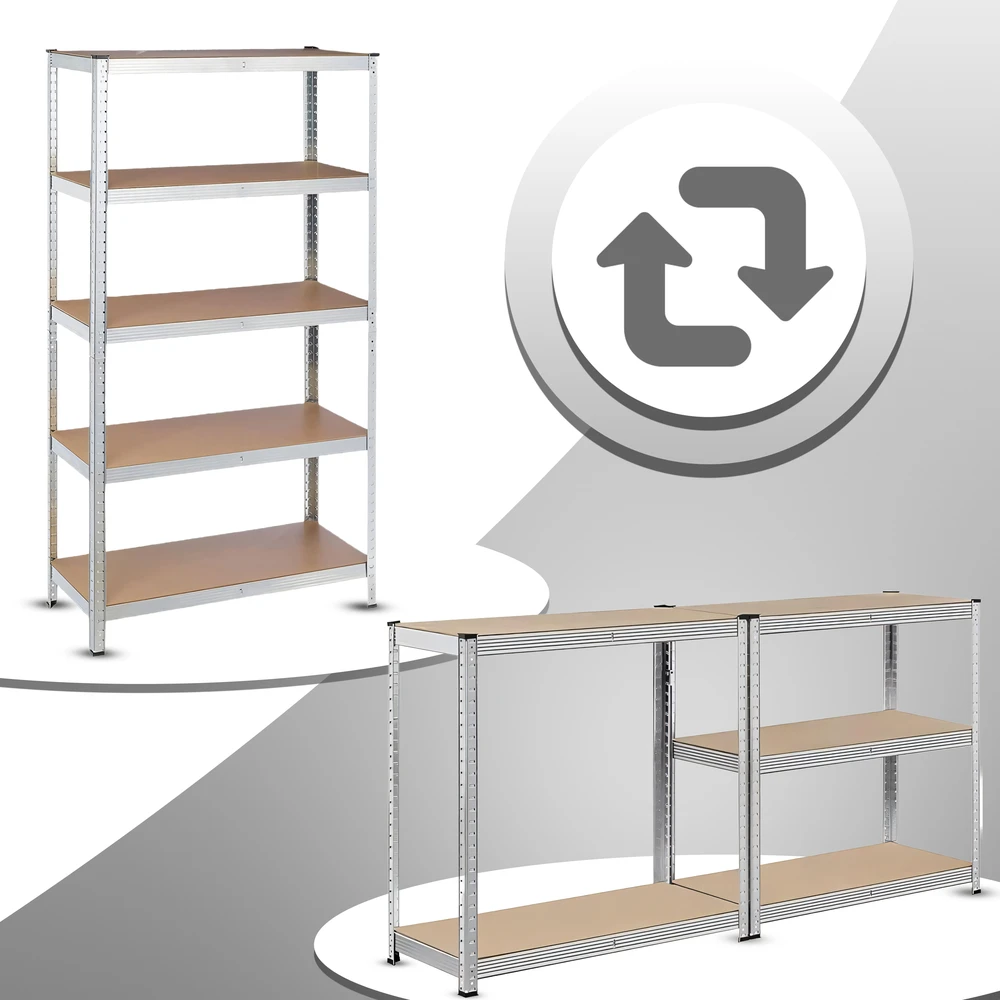 Regał Lentyna Metalinis sandėliavimo stelažas 2 viename, 5 lentynos, garažas, 180x90x40cm, 750kg-or1116
