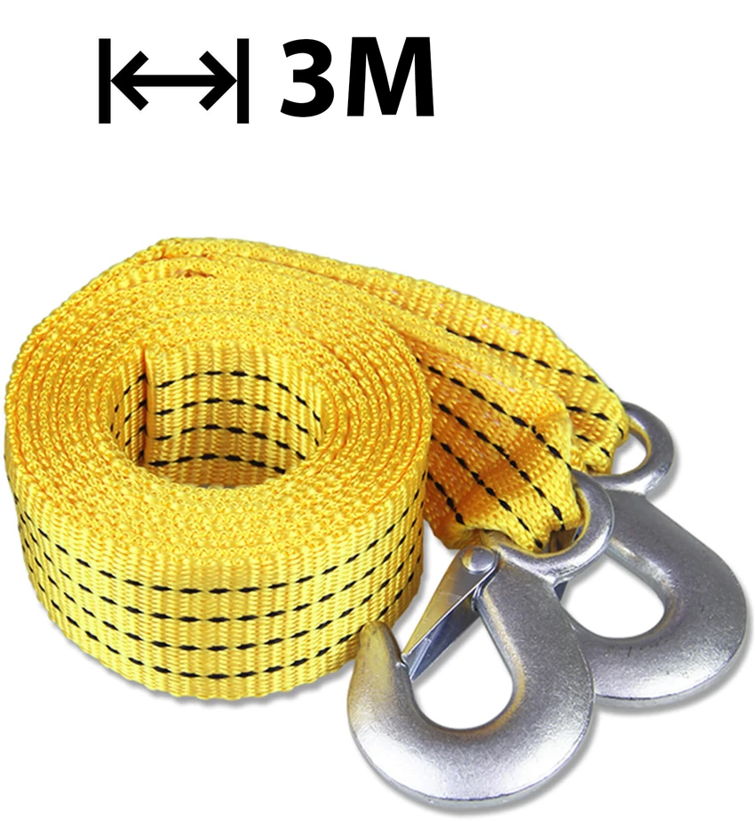 Linka Vilkimo virvė, vilkimo diržas, virvė automobiliui, 3 m, 3 tonos, stipri vilkimo galia -m016