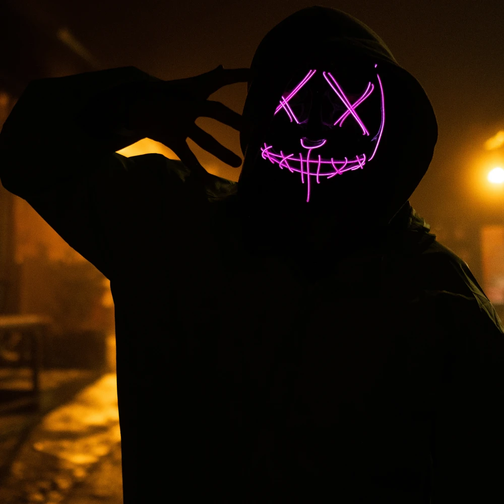 RTO Maska led świecąca ledowa na halloween imprezę karnawał przebranie purge